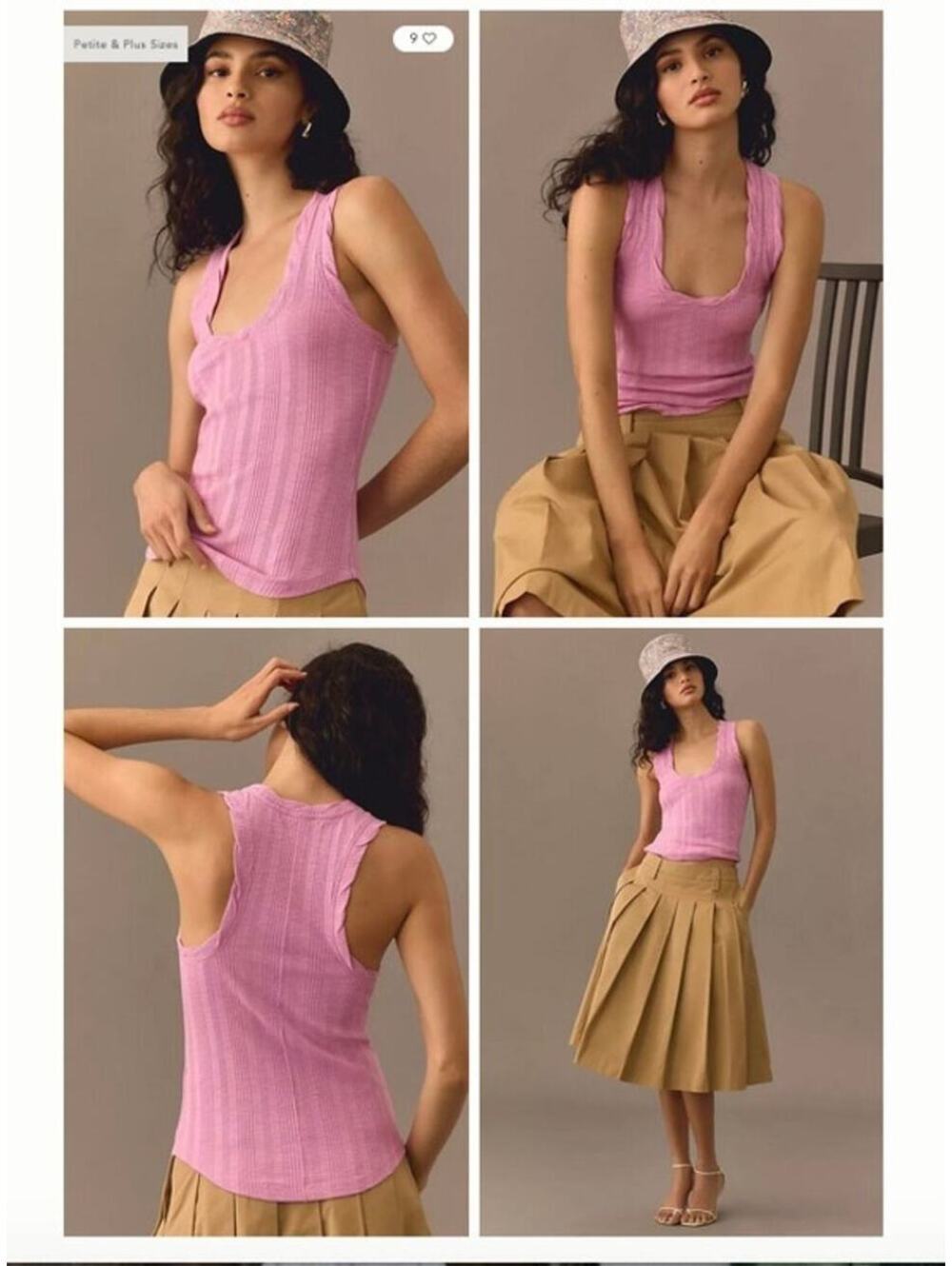 Anthropologie Pilcro NWOT Women's Pink Racer Tank Top Size S